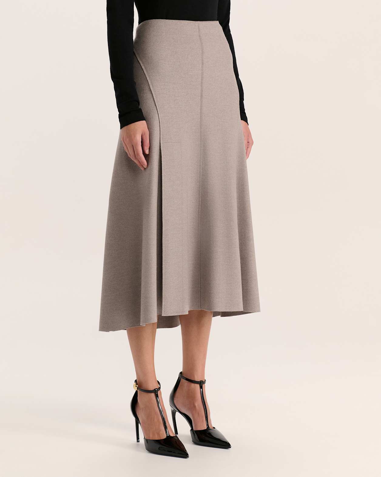 Karla Wool Panel Midi Skirt in MINK