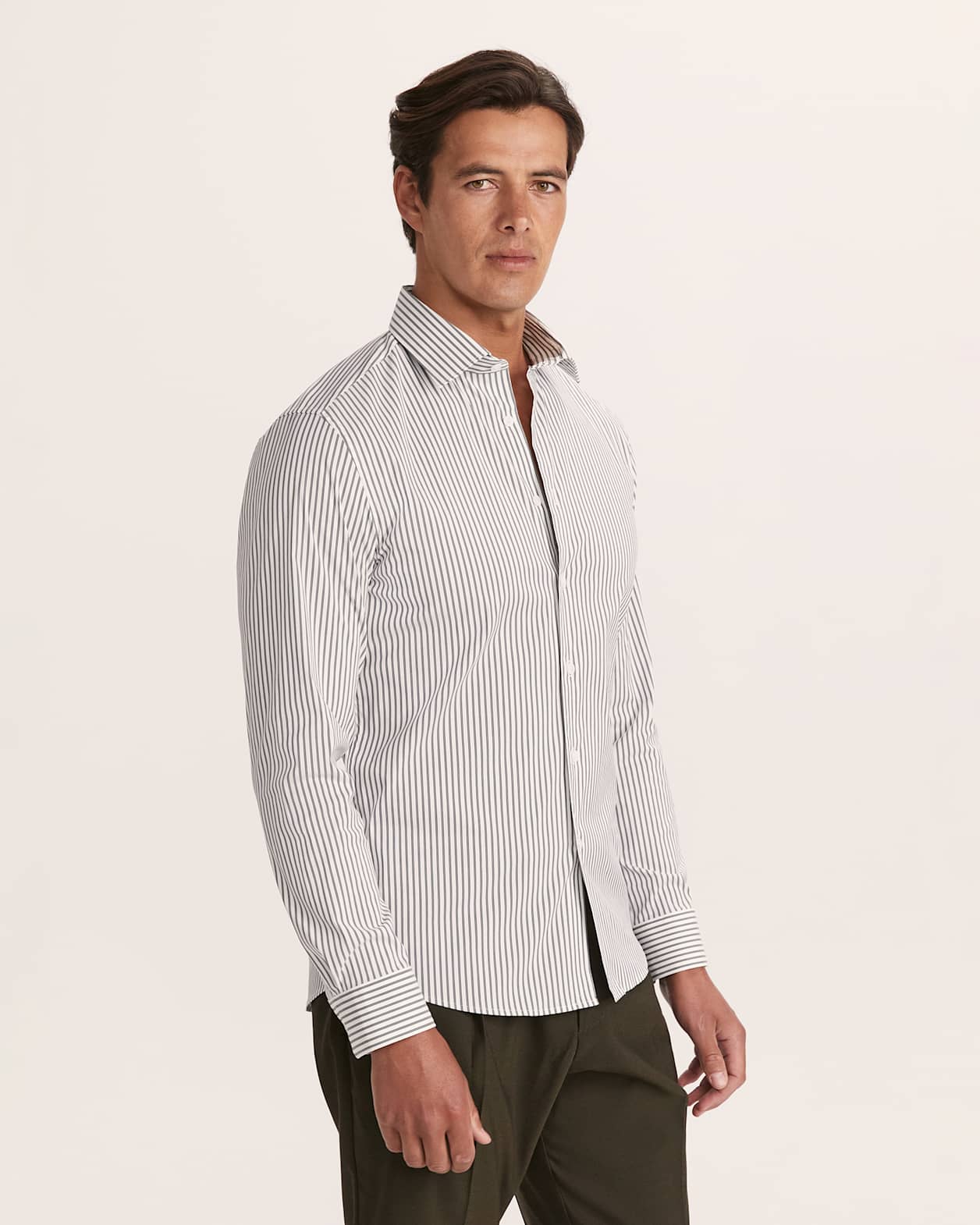 Calvin Long Sleeve Slim Stripe Shirt in PETROL