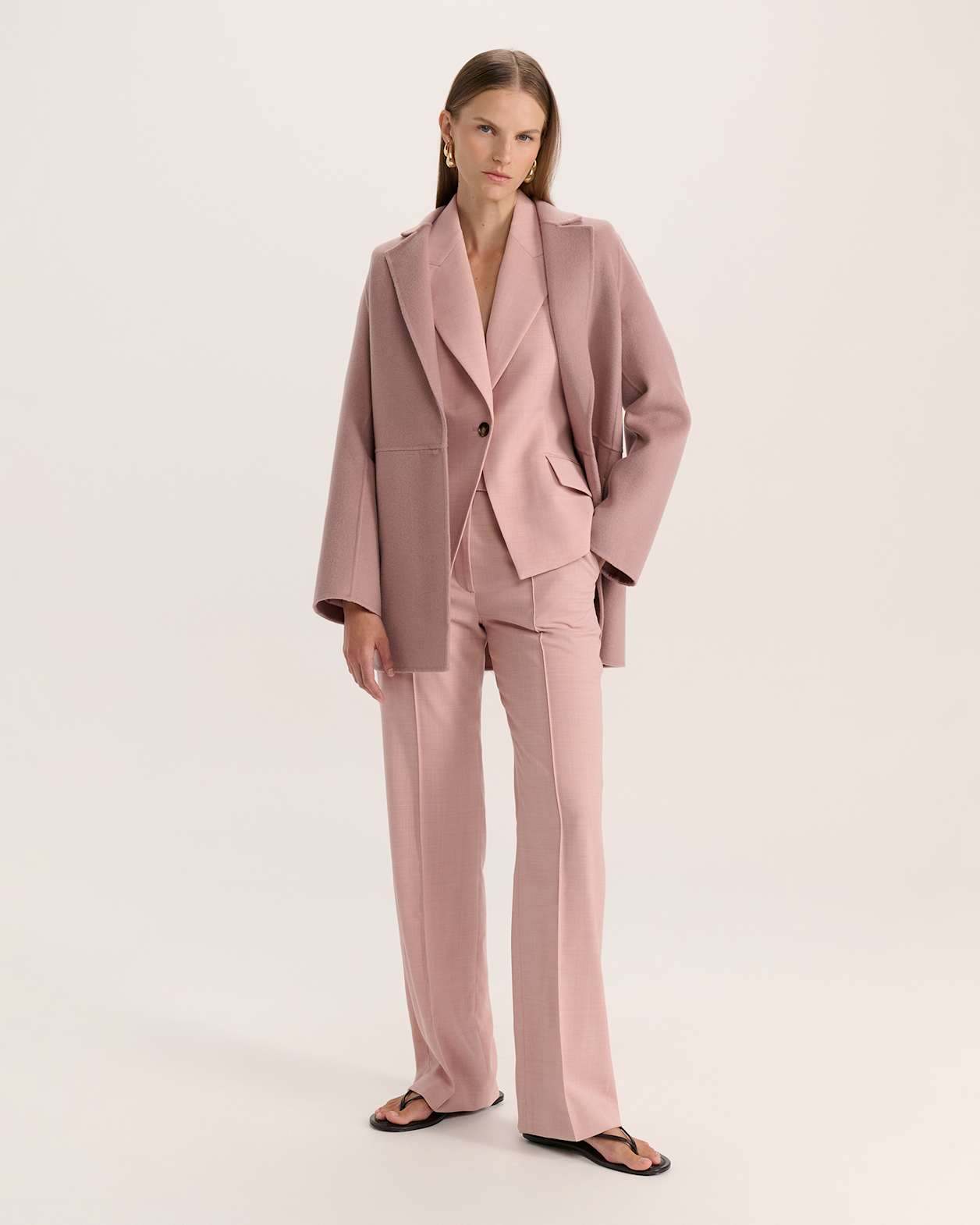 Kayla Longline Wool Jacket in PINK SALT