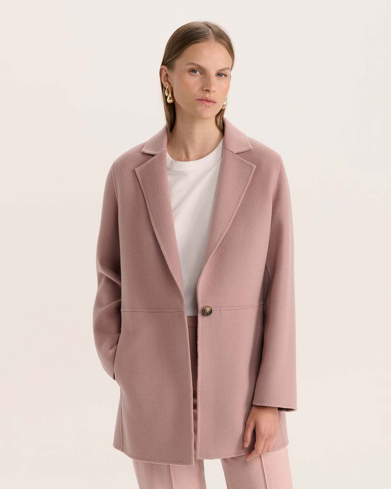 Kayla Longline Wool Jacket in PINK SALT