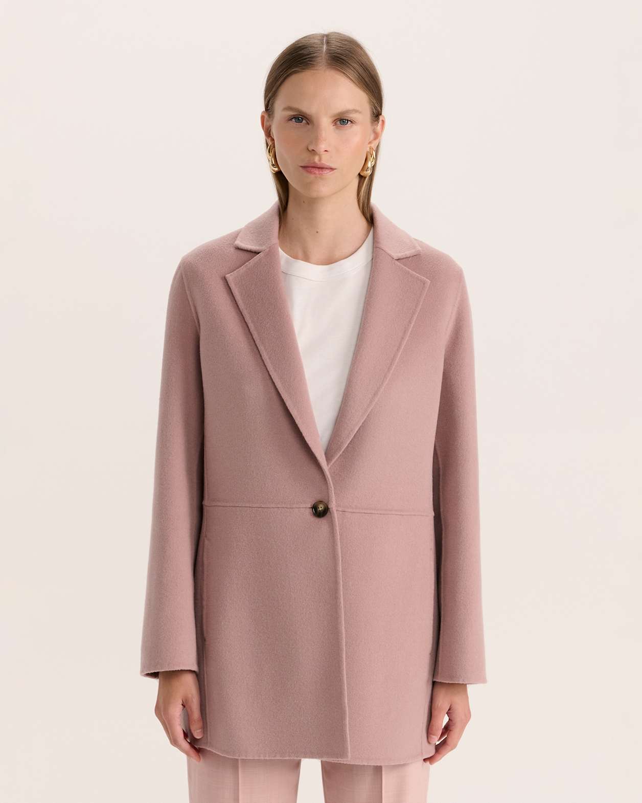 Kayla Longline Wool Jacket in PINK SALT