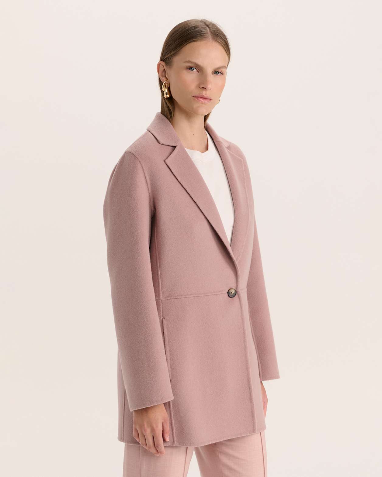 Kayla Longline Wool Jacket in PINK SALT