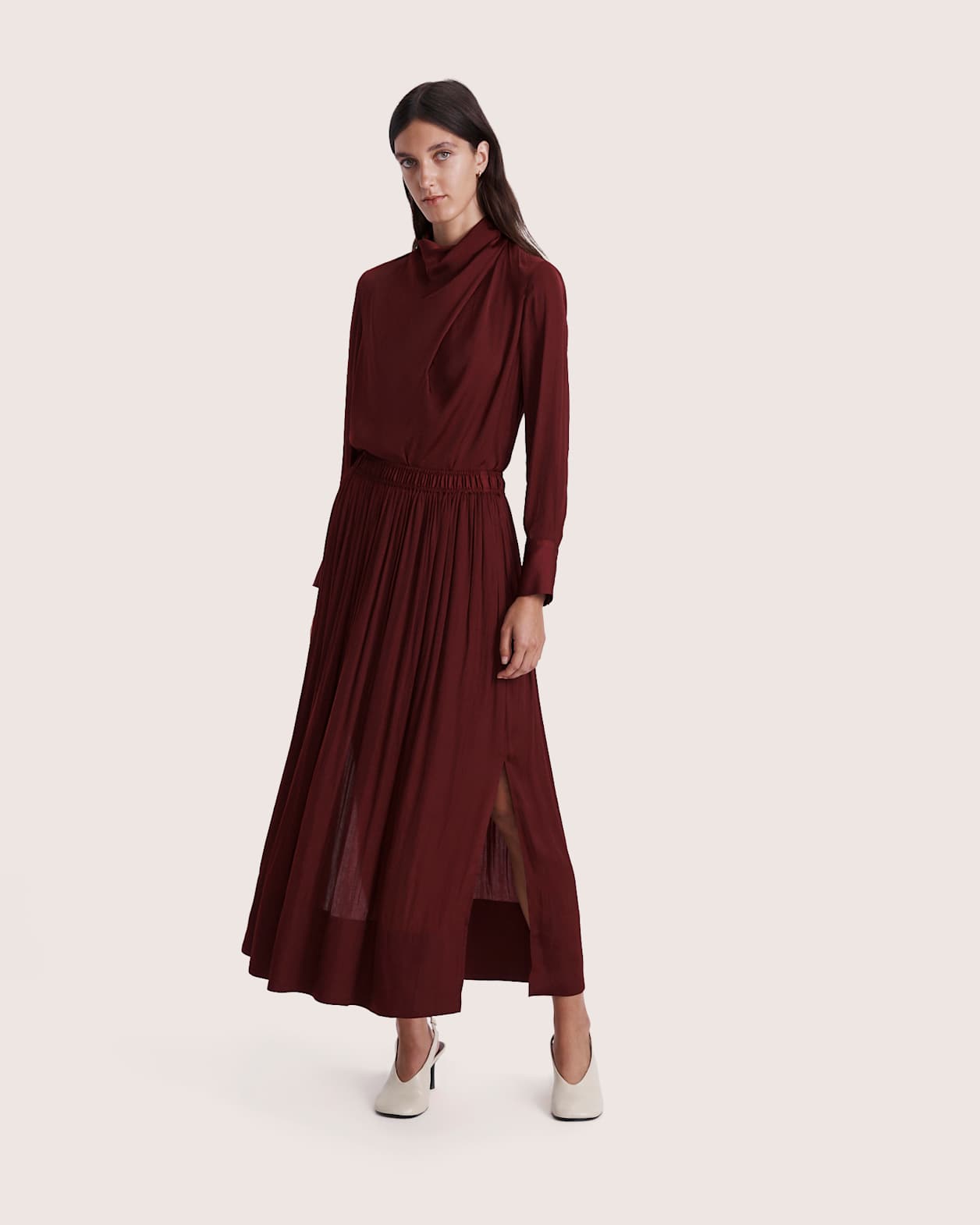 Lillian Midi Skirt in BERRY