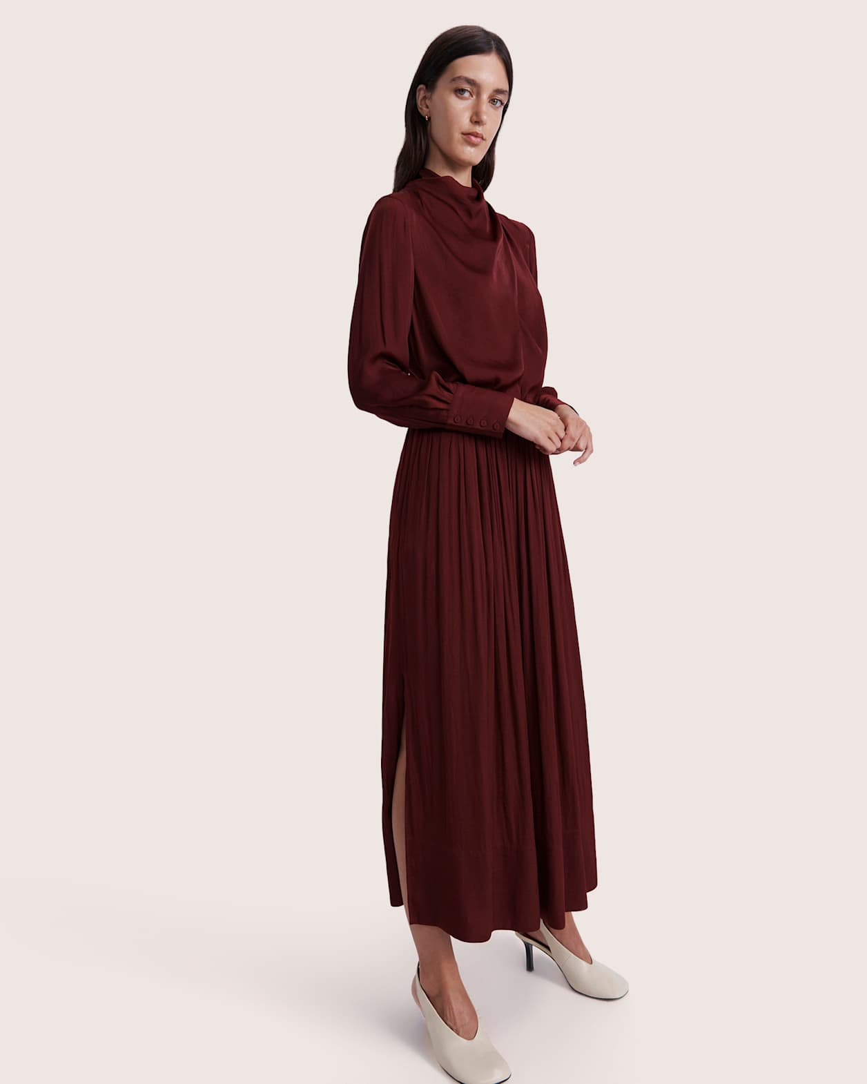 Lillian Midi Skirt in BERRY