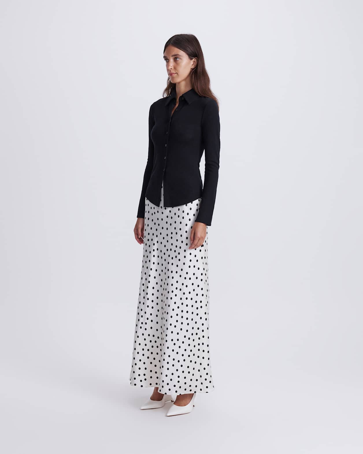 Coco Wool Long Sleeve Cardigan in BLACK