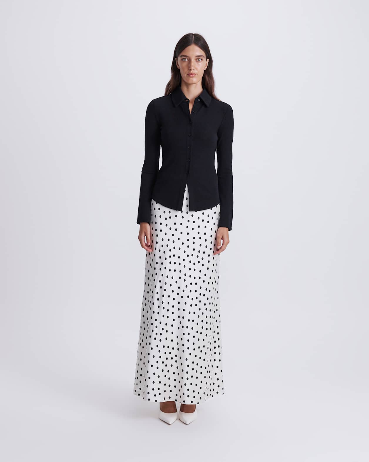 Coco Wool Long Sleeve Cardigan in BLACK