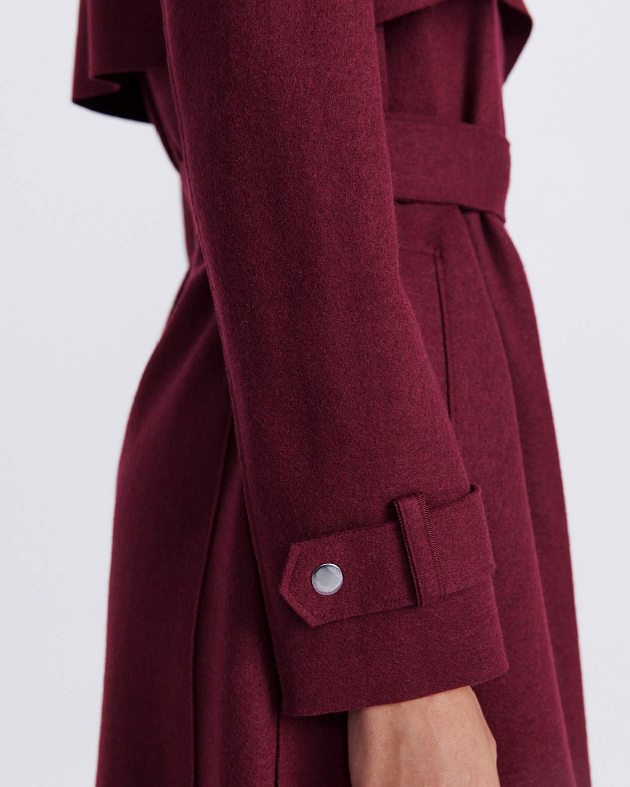 Karla Wool Longline Trench Coat in BERRY