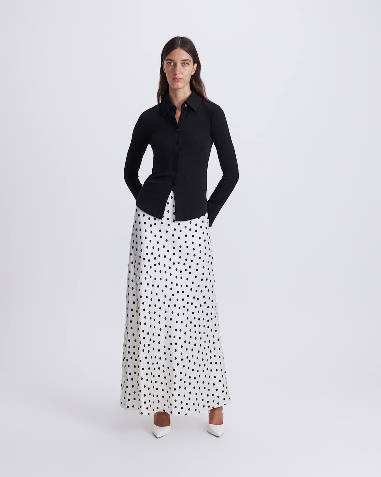 Coco Wool Long Sleeve Cardigan in BLACK