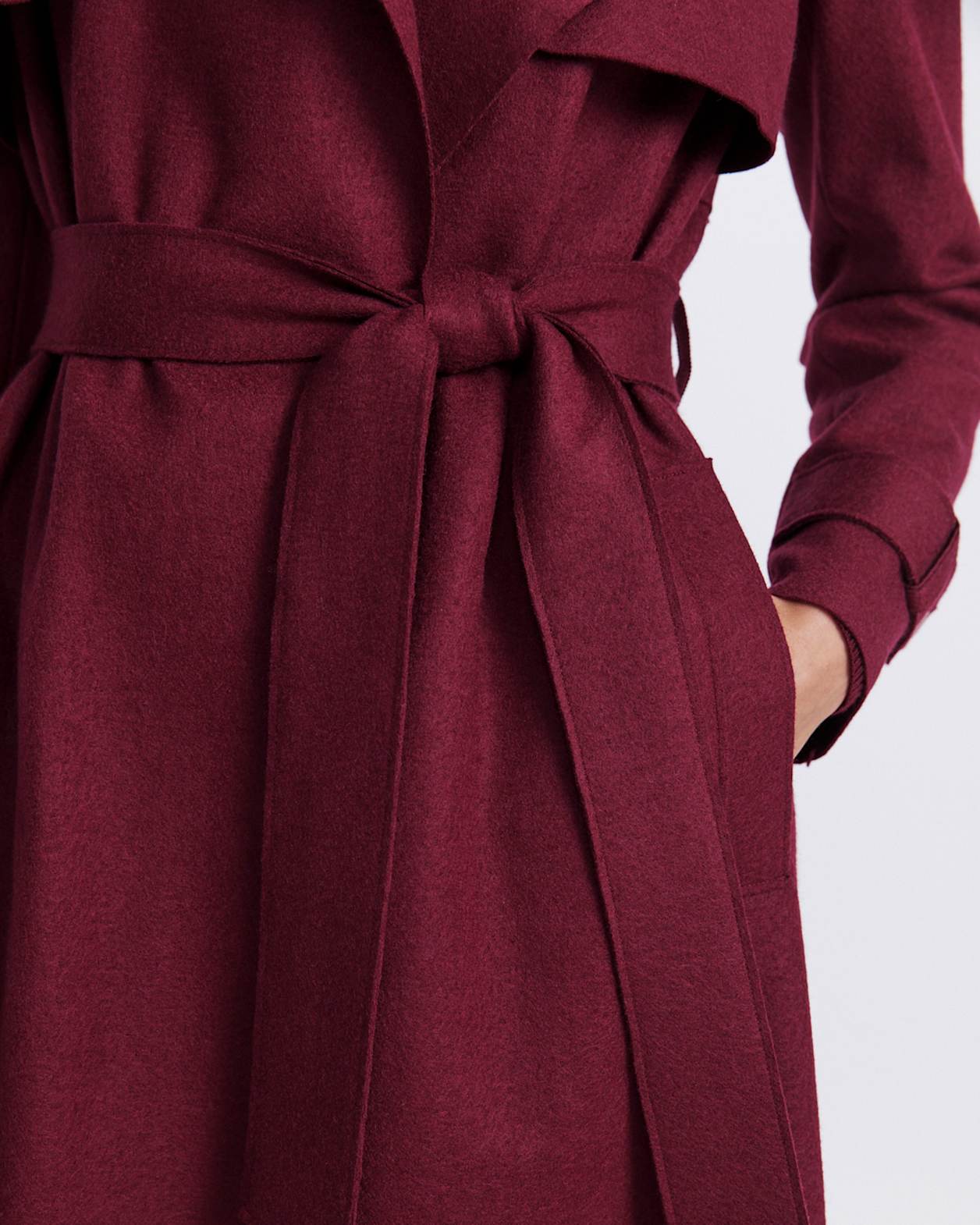 Karla Wool Longline Trench Coat in BERRY