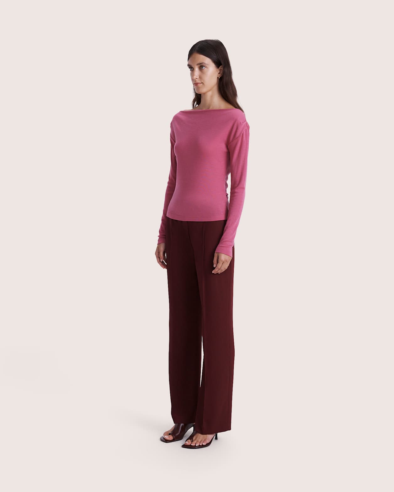 Coco Wool Boat Neck Top in ROSE