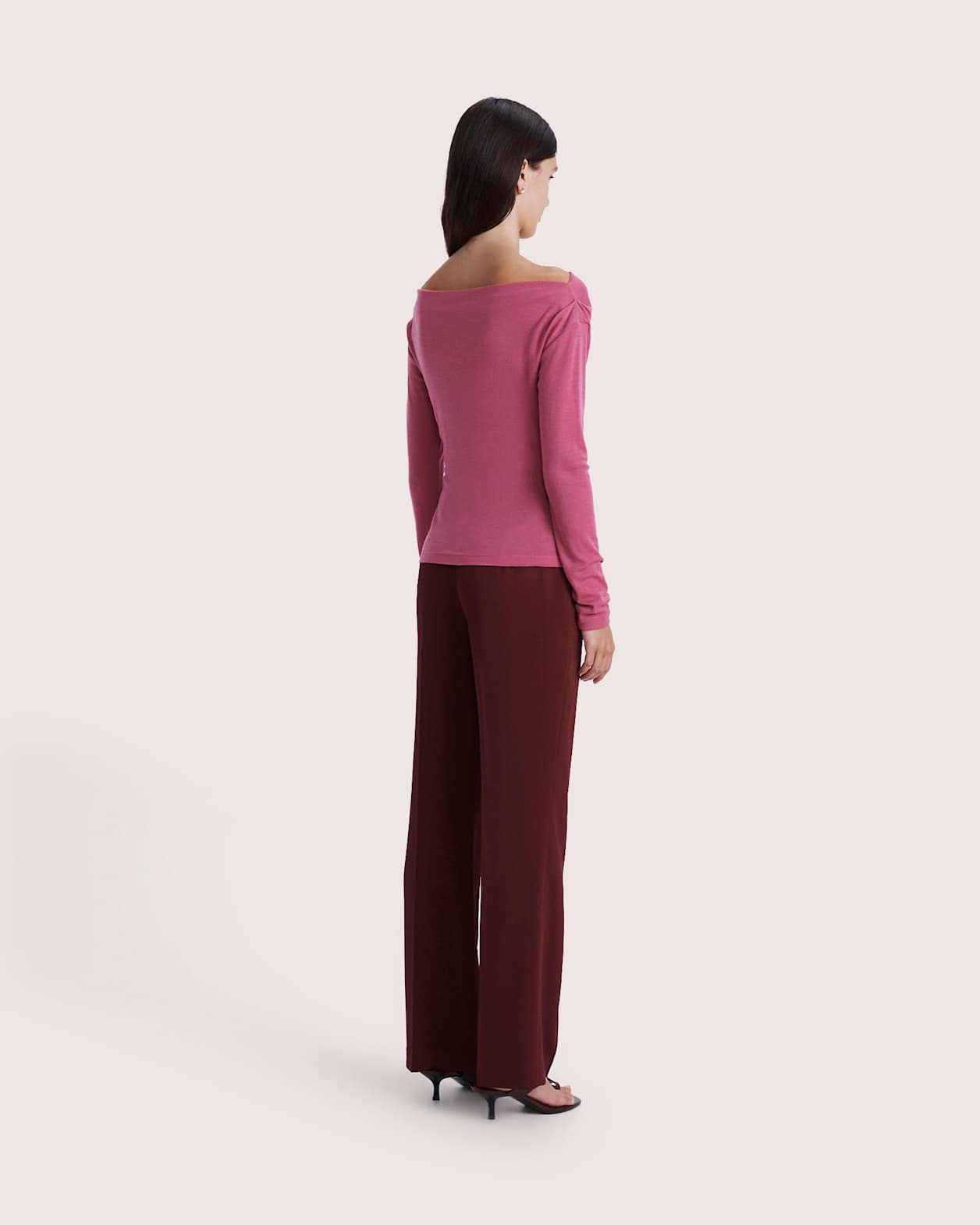 Coco Wool Boat Neck Top in ROSE