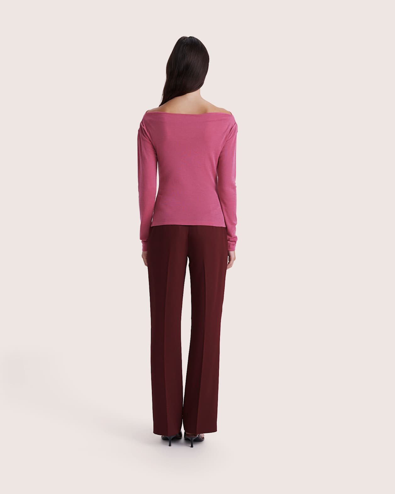 Coco Wool Boat Neck Top in ROSE