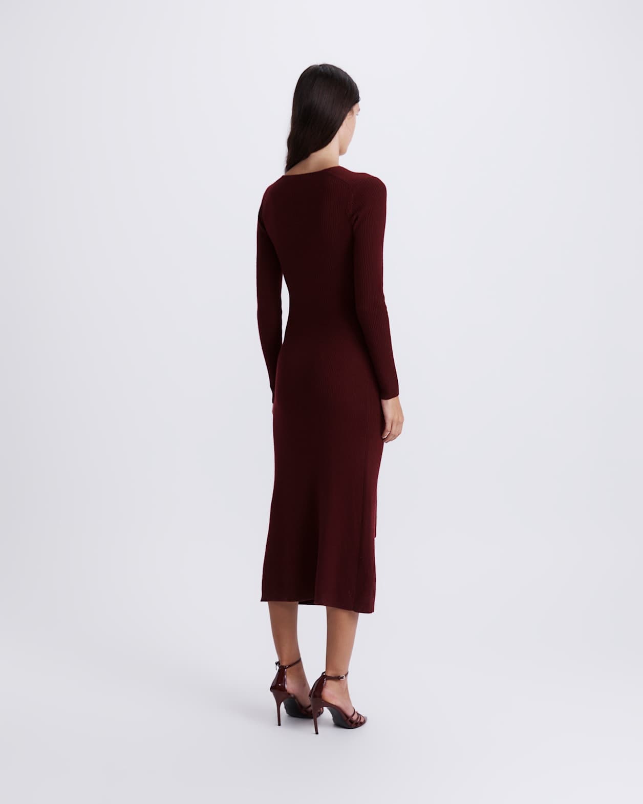 Elle Wool Blend Wrap Knit Dress in BERRY