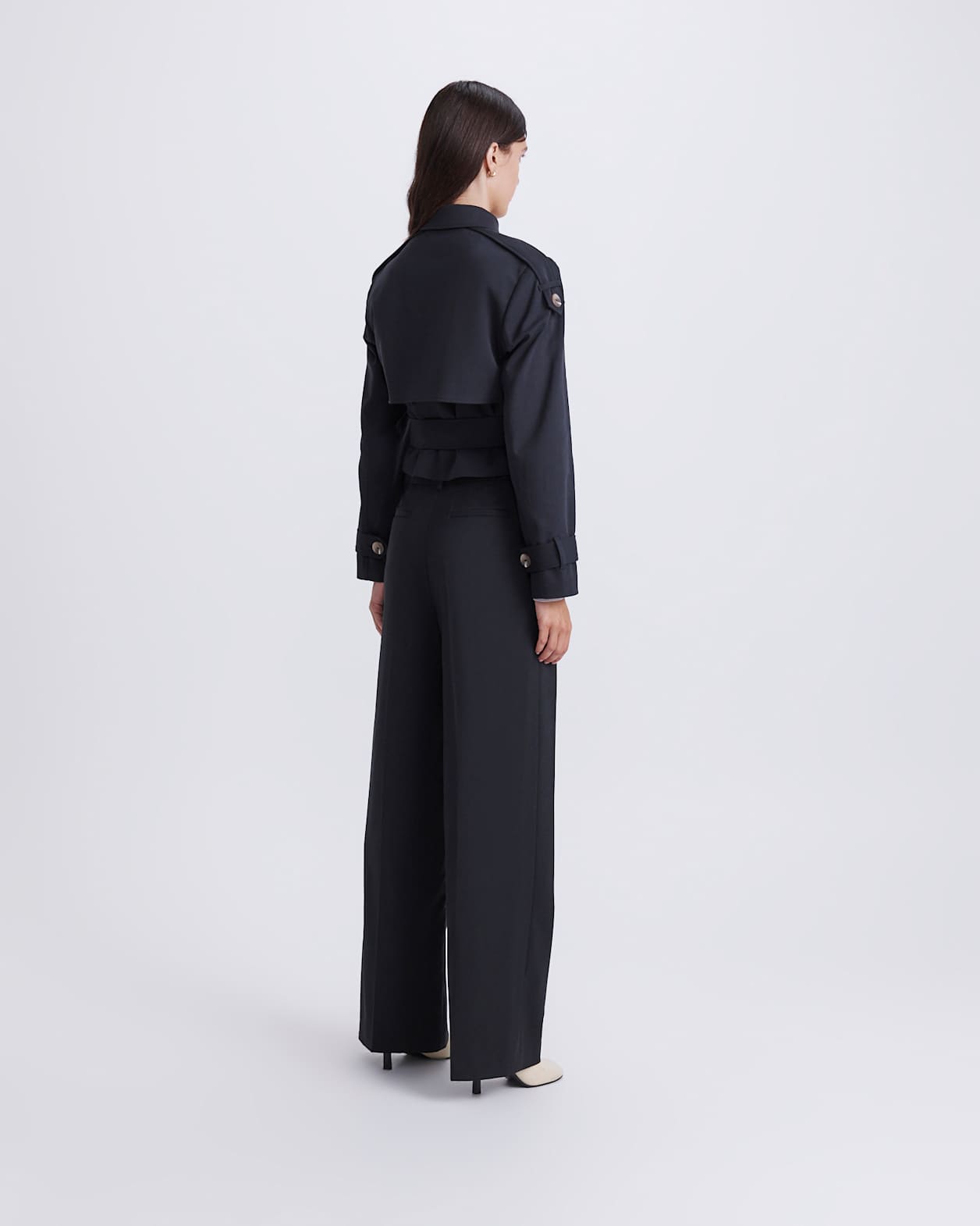 Tia Cropped Trench in BLACK