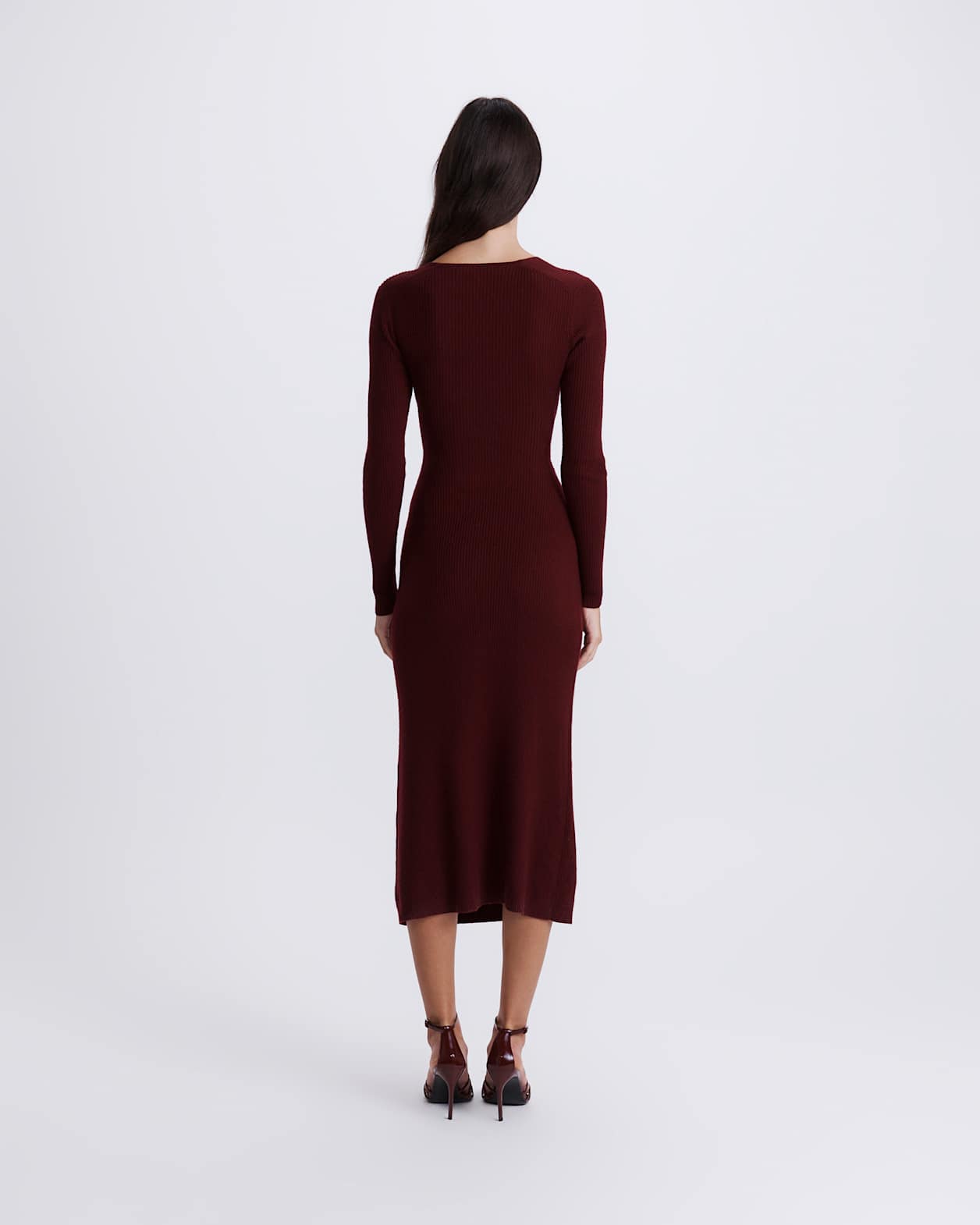 Elle Wool Blend Wrap Knit Dress in BERRY