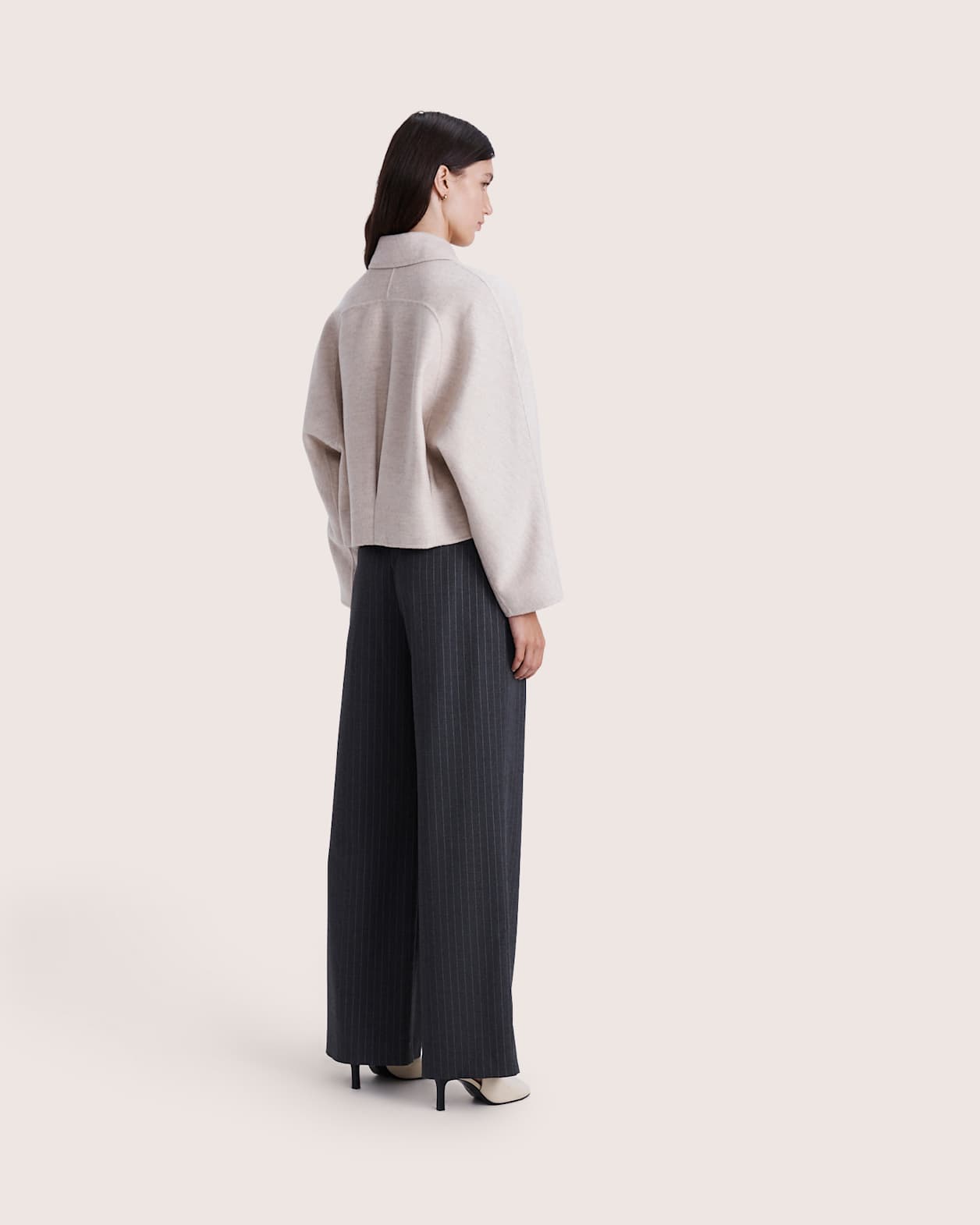 Kayla Wool Bomber Jacket in OATMEAL