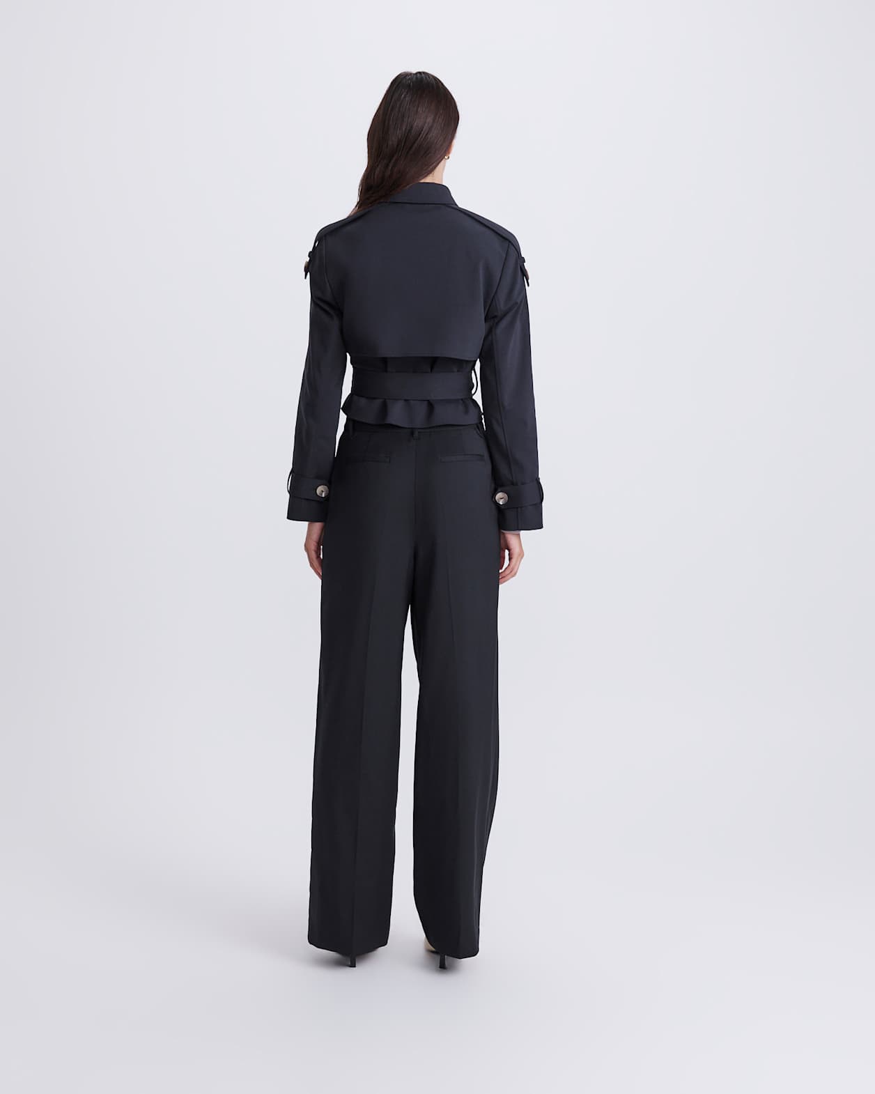 Tia Cropped Trench in BLACK