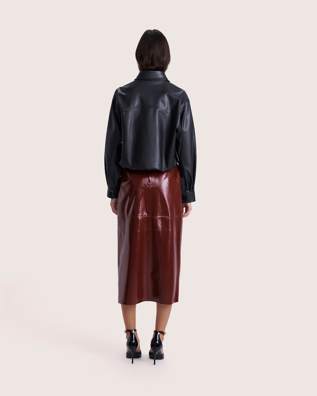 Viv Faux Leather Bomber in BLACK