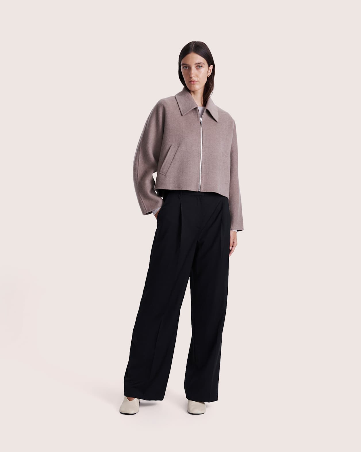 Kayla Wool Bomber Jacket in MINK