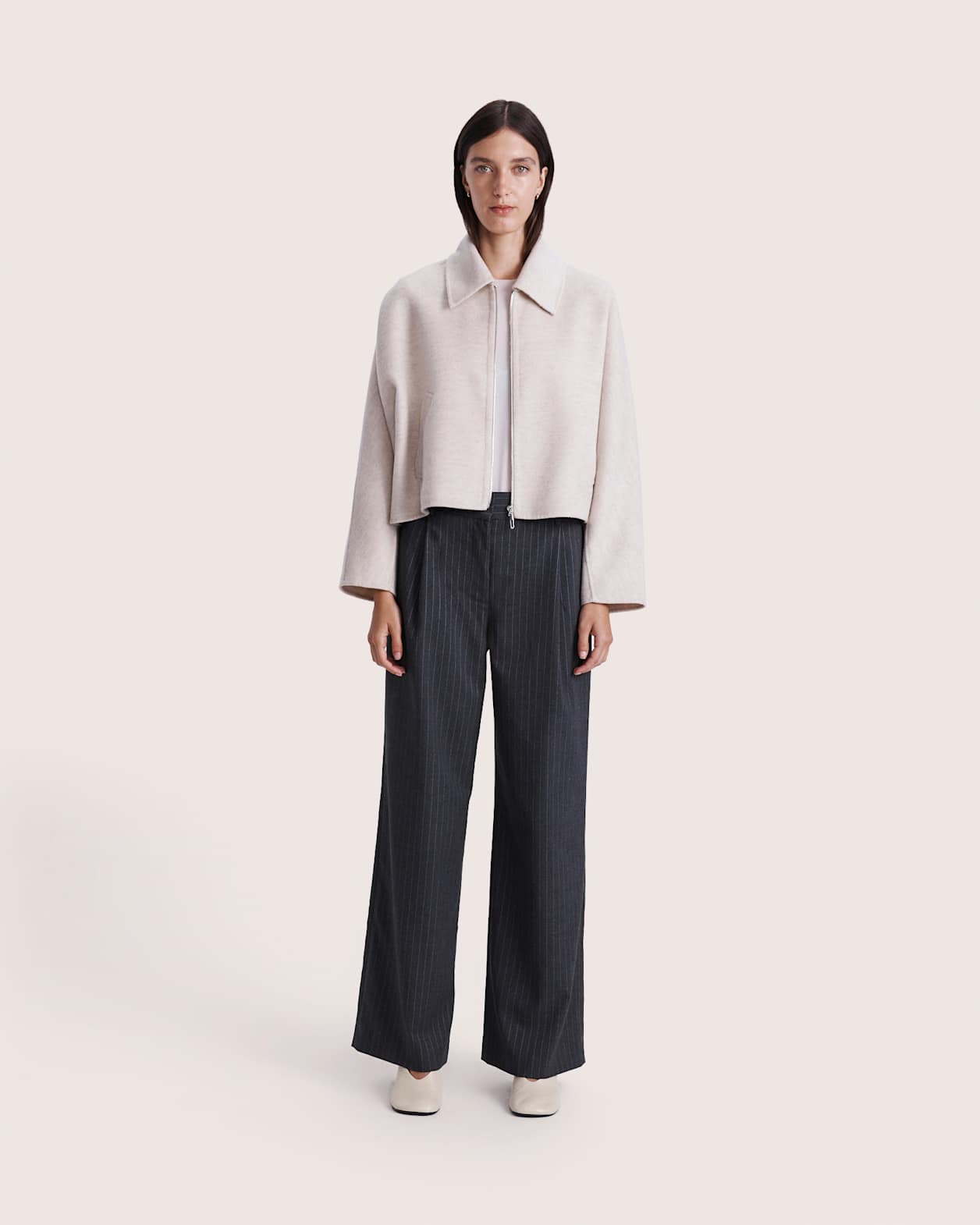 Kayla Wool Bomber Jacket in OATMEAL