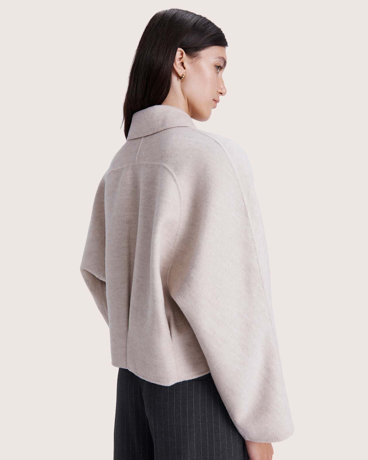 Kayla Wool Bomber Jacket in OATMEAL