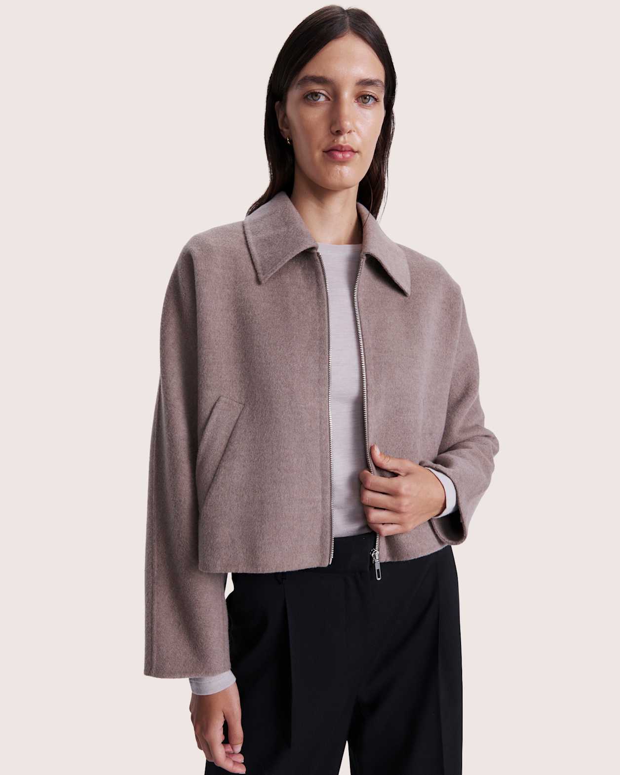 Kayla Wool Bomber Jacket in MINK