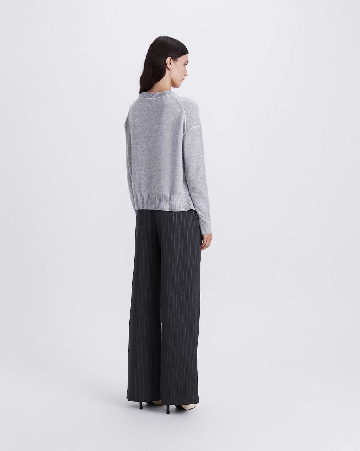 Claudia Chunky Wool Sweater in LIGHT GREY MELANGE