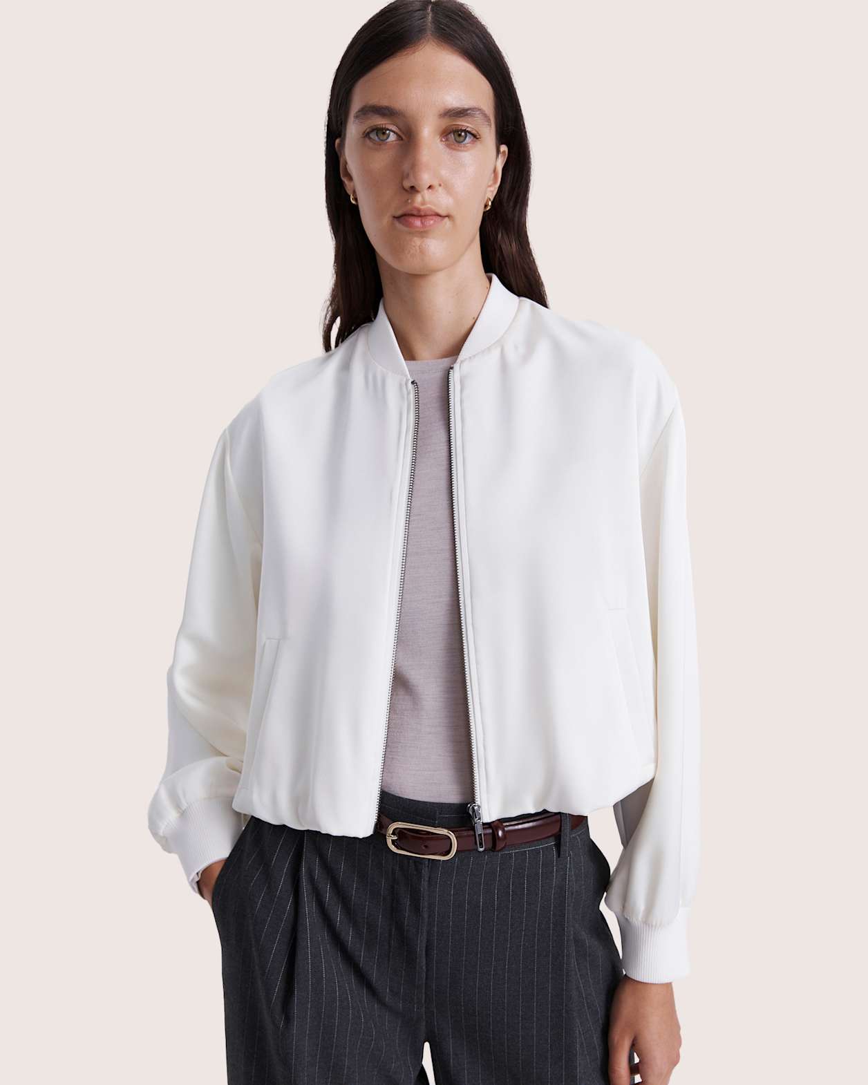 Jayde Satin Bomber in VANILLA