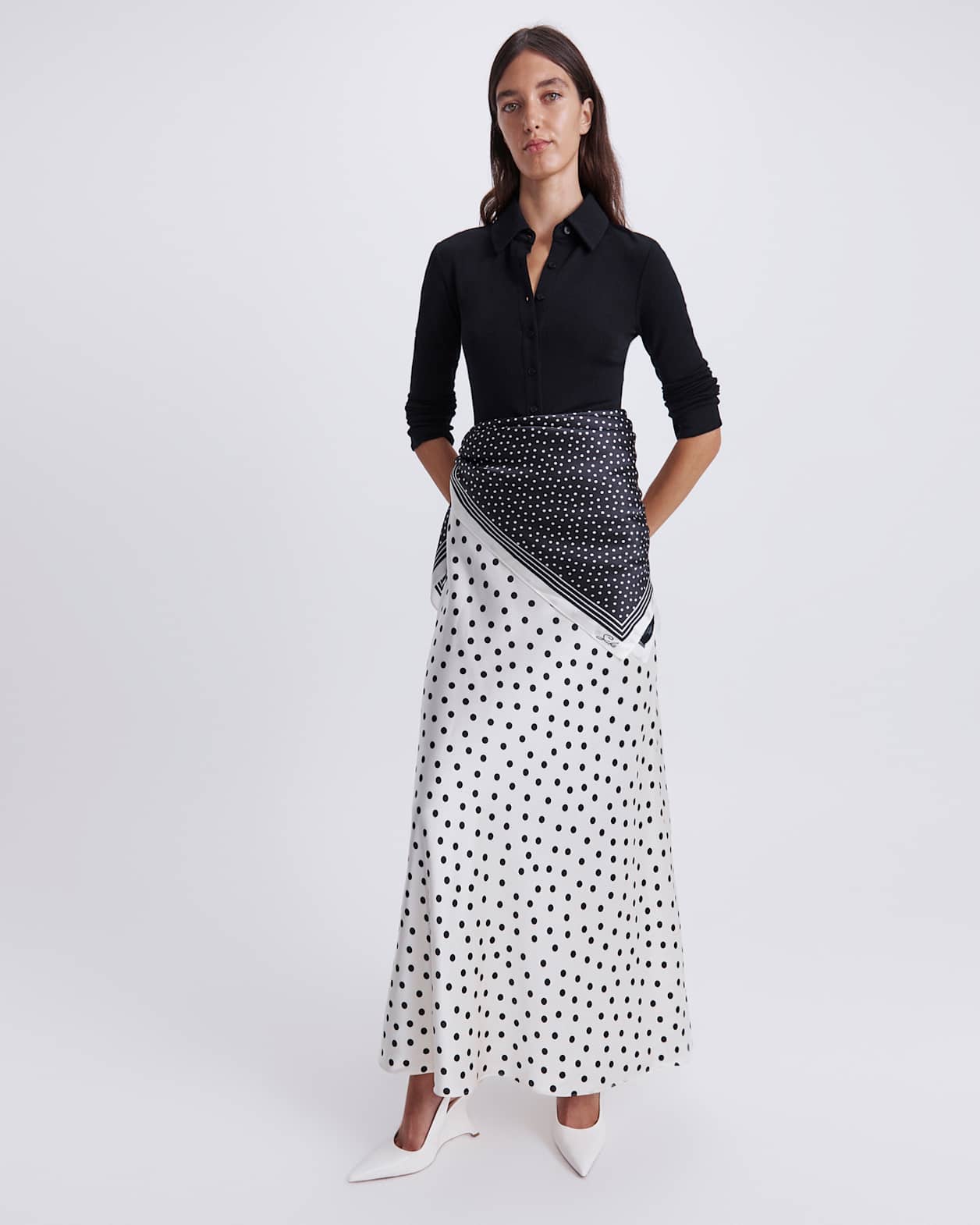 Presley Silk Scarf in BLACK/WHITE