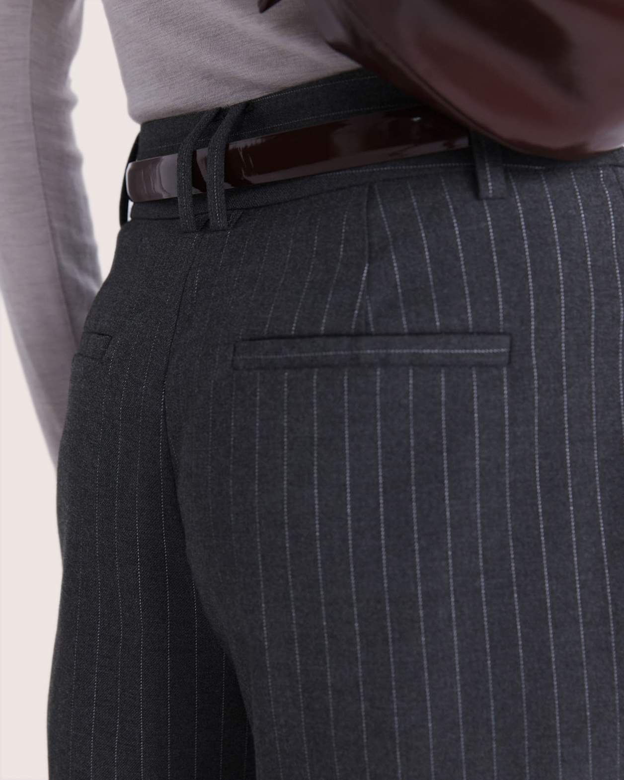 Bobbi Tailored Wide Leg Pant in CHARCOAL/IVORY