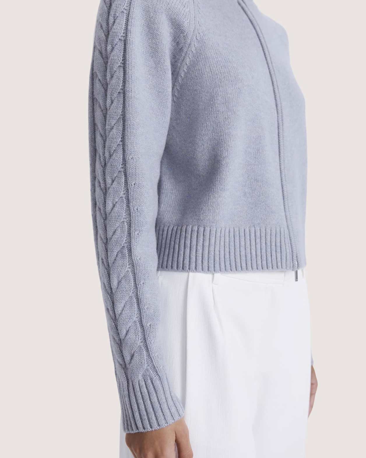 Claudia Wool Cable Bomber in MOONDUST