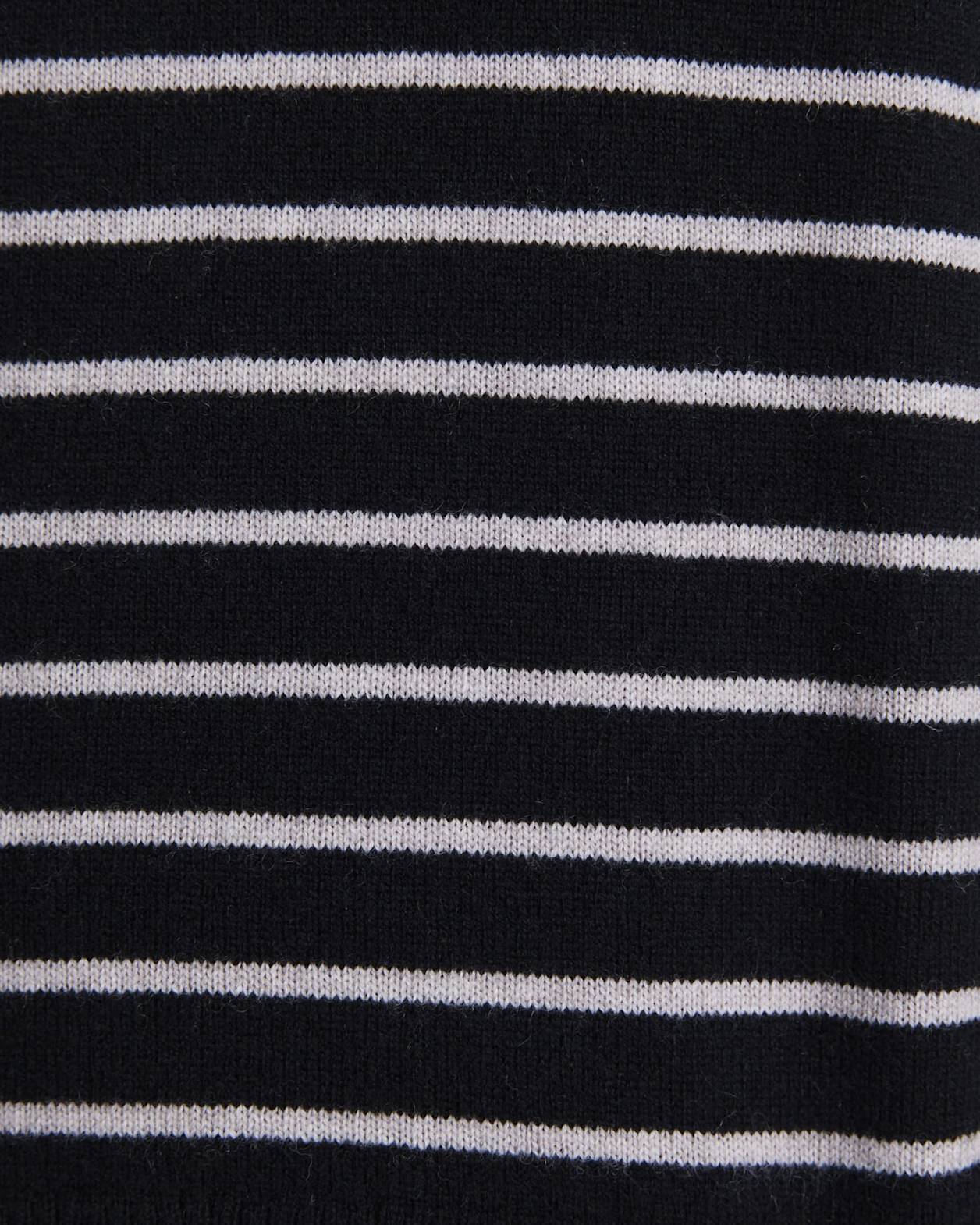 Nora Wool Cashmere Stripe Knit in BLACK