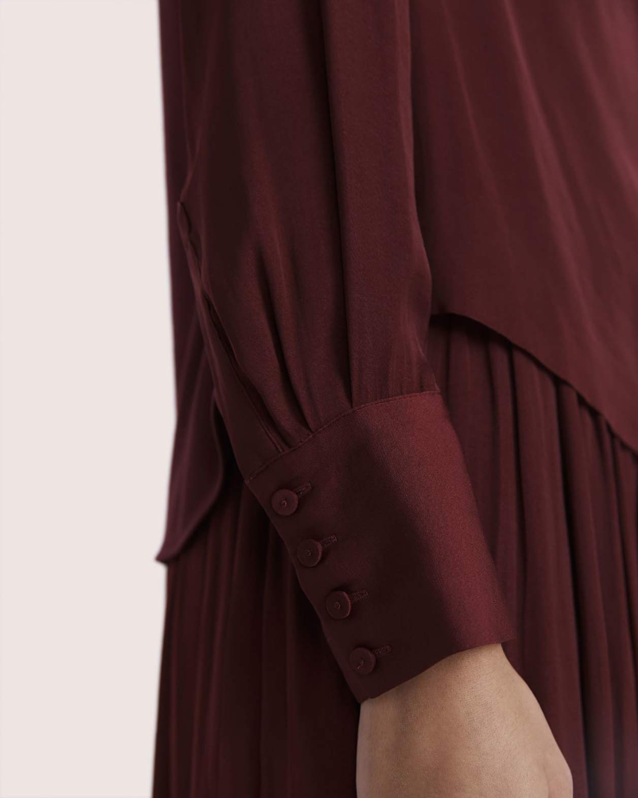 Lillian Long Sleeve Drape Neck Top in BERRY