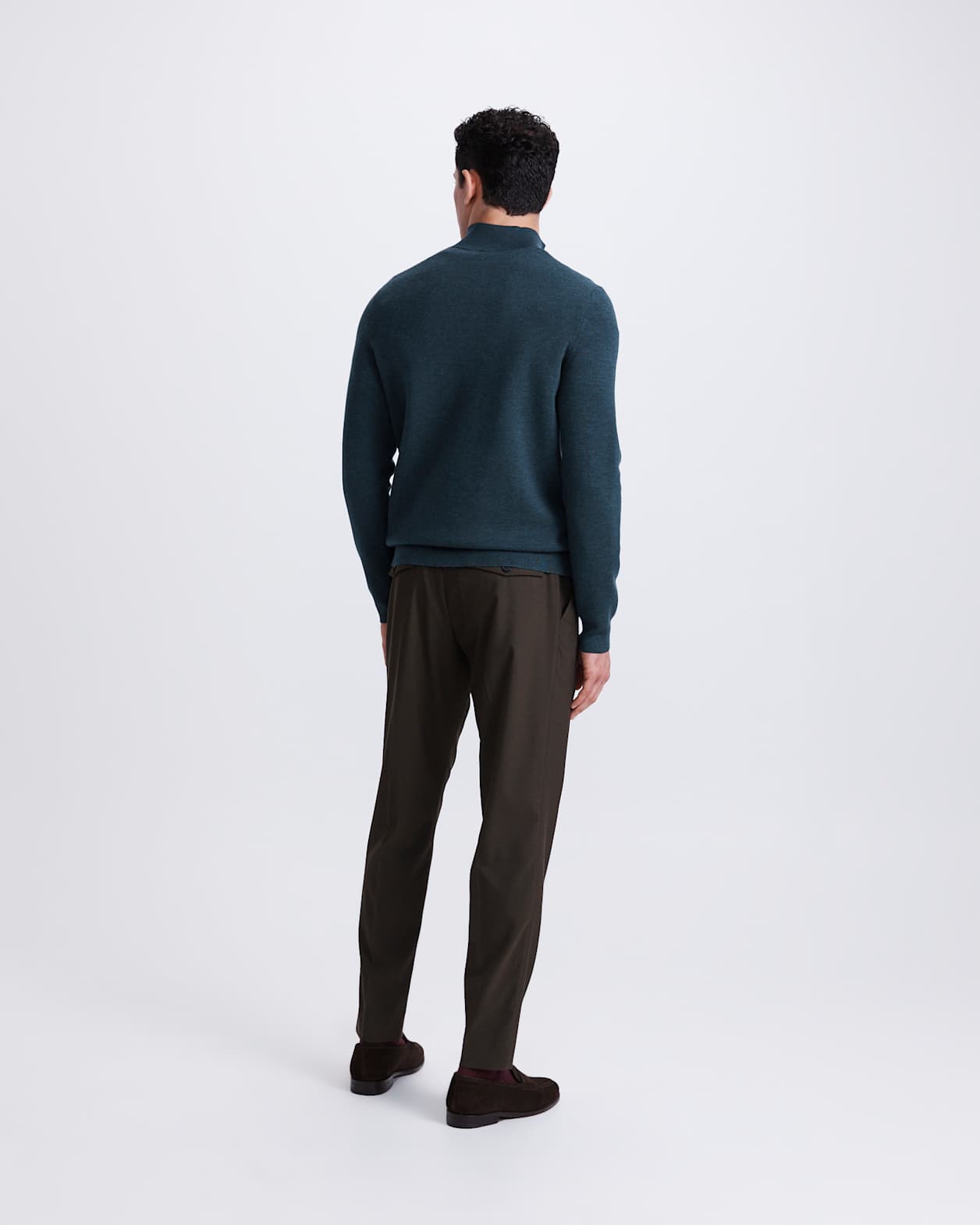 Franklin Quarter Zip Wool Knit Polo in FOREST