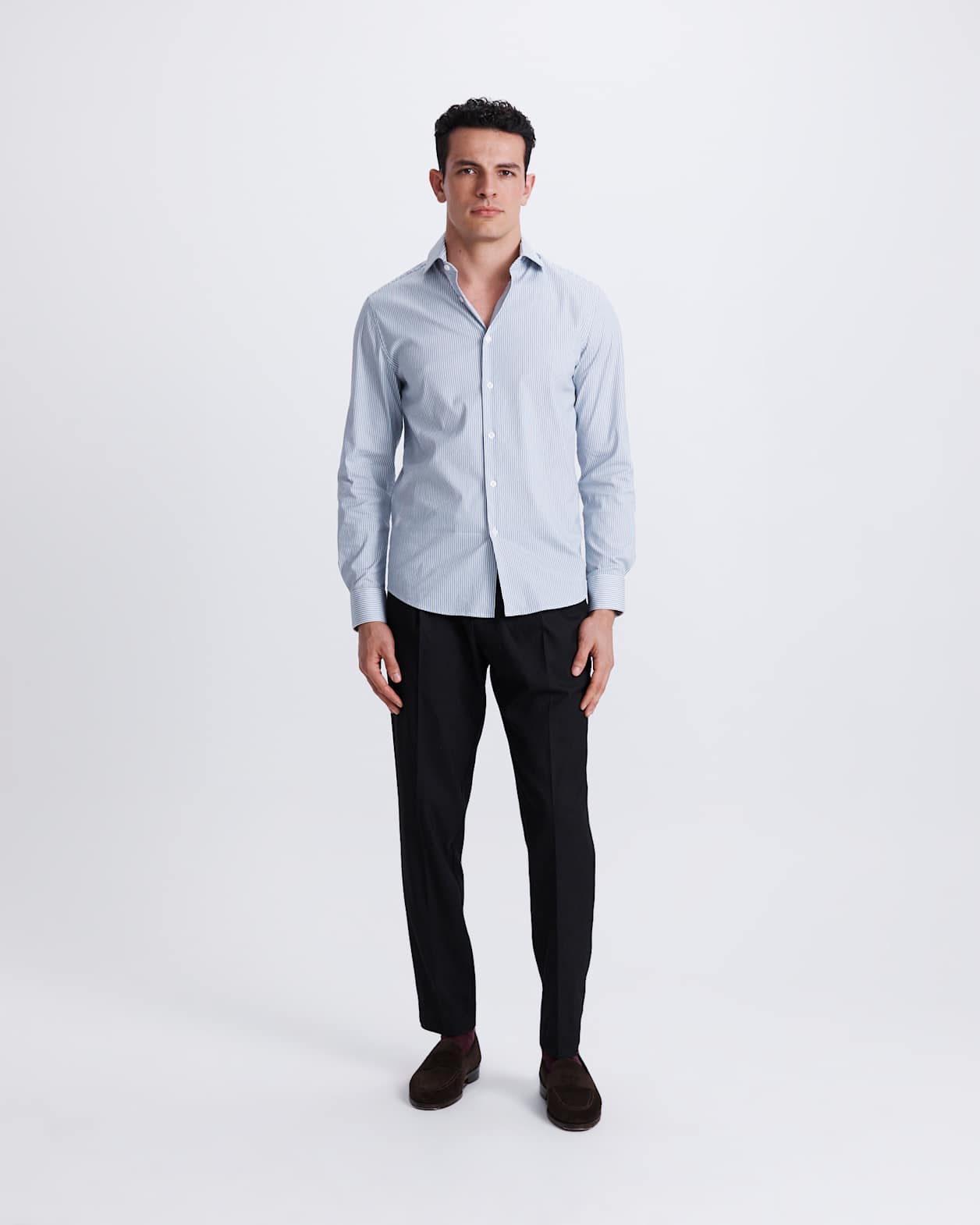 Lucian Stripe Stretch Shirt in BLUE/WHITE