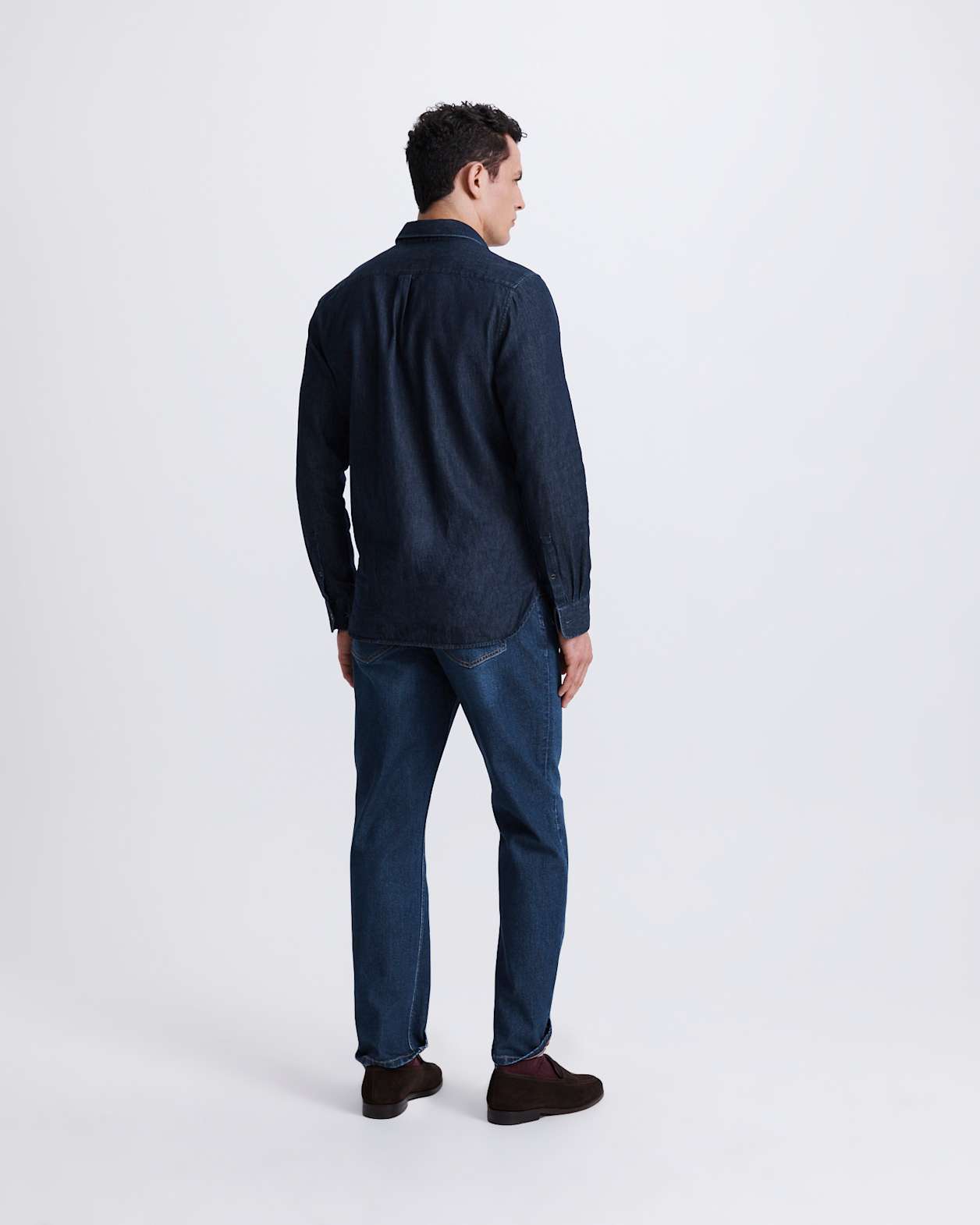 Julian Long Sleeve Denim Shirt in MID WASH