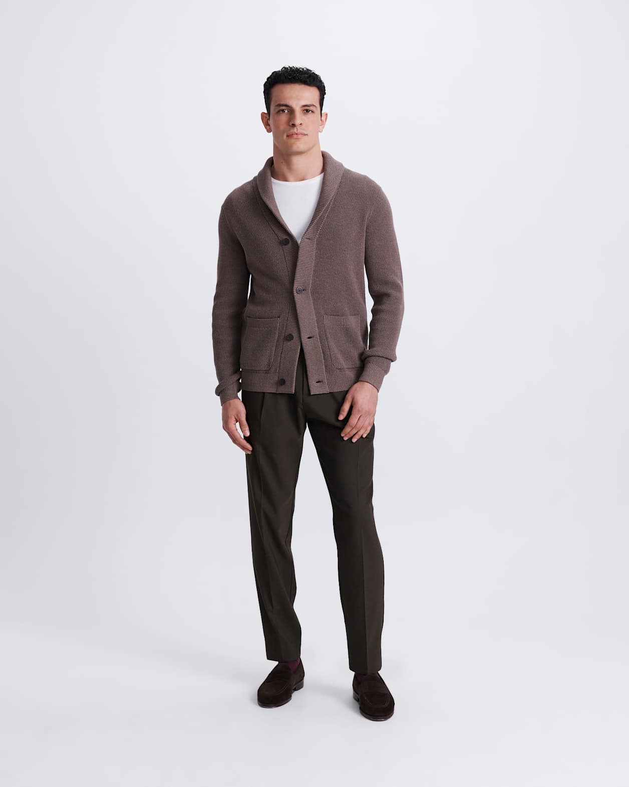Angus Shawl Cardigan in BARK