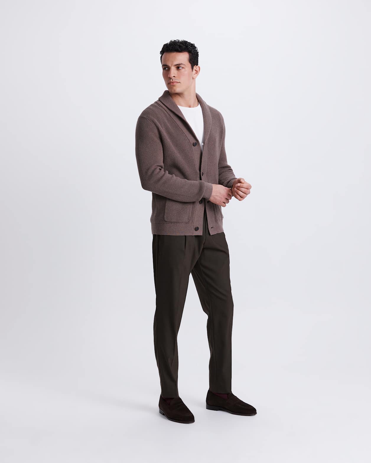 Angus Shawl Cardigan in BARK