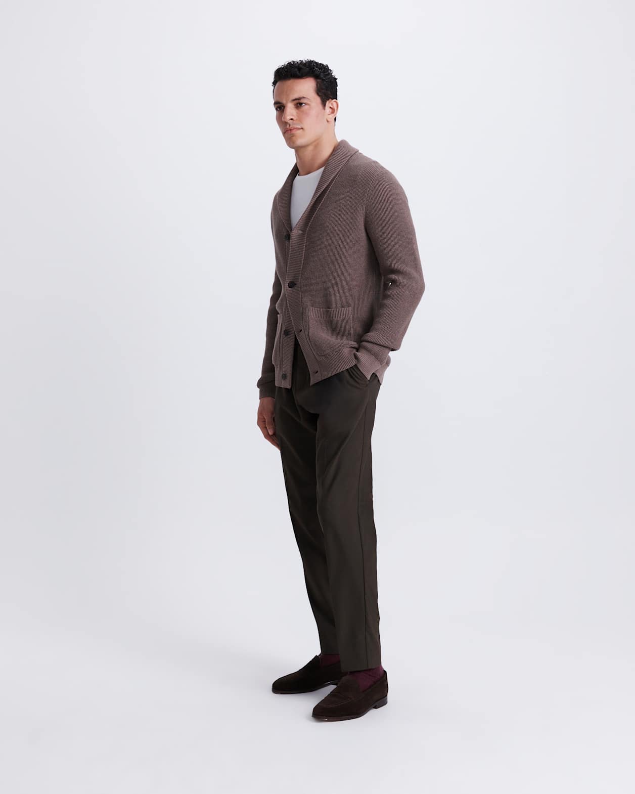 Angus Shawl Cardigan in BARK