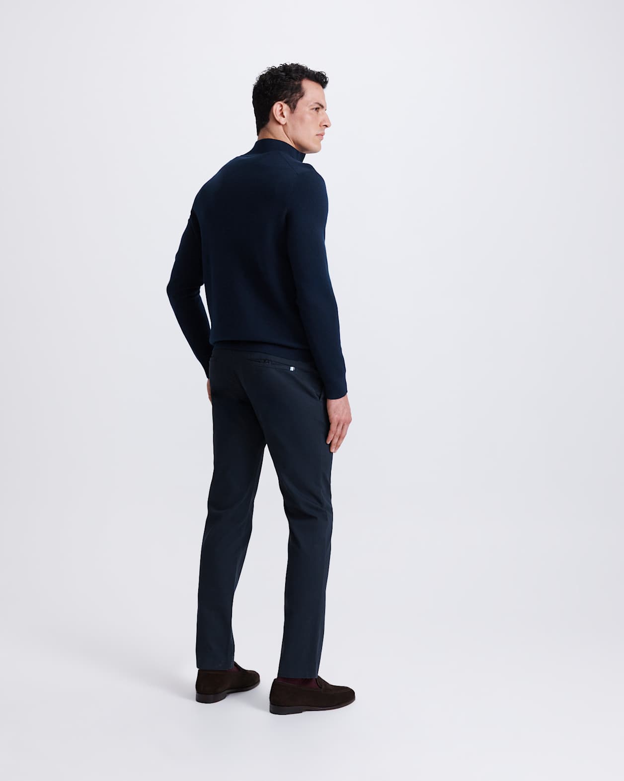 Franklin Quarter Zip Wool Knit Polo in NAVY