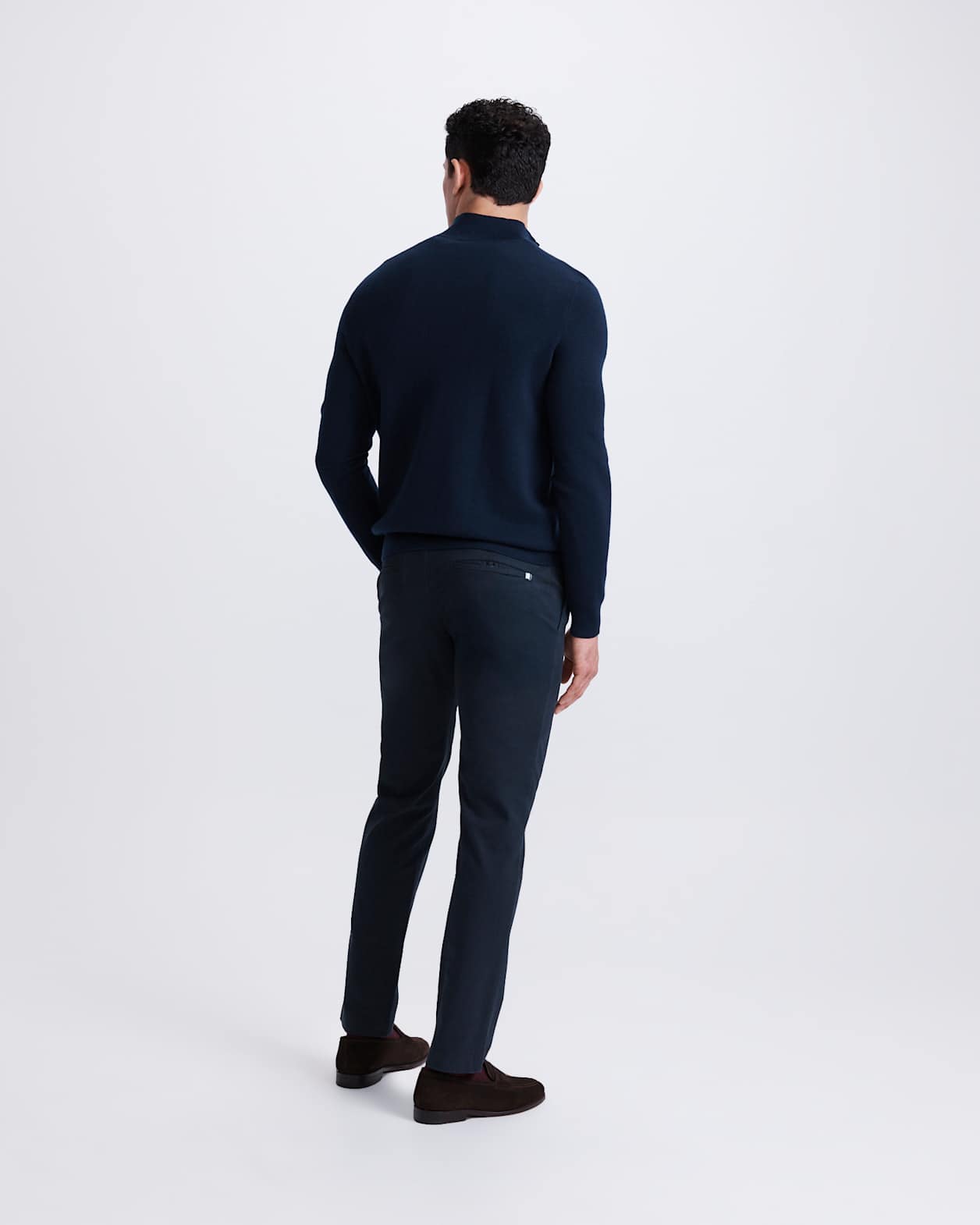 Franklin Quarter Zip Wool Knit Polo in NAVY