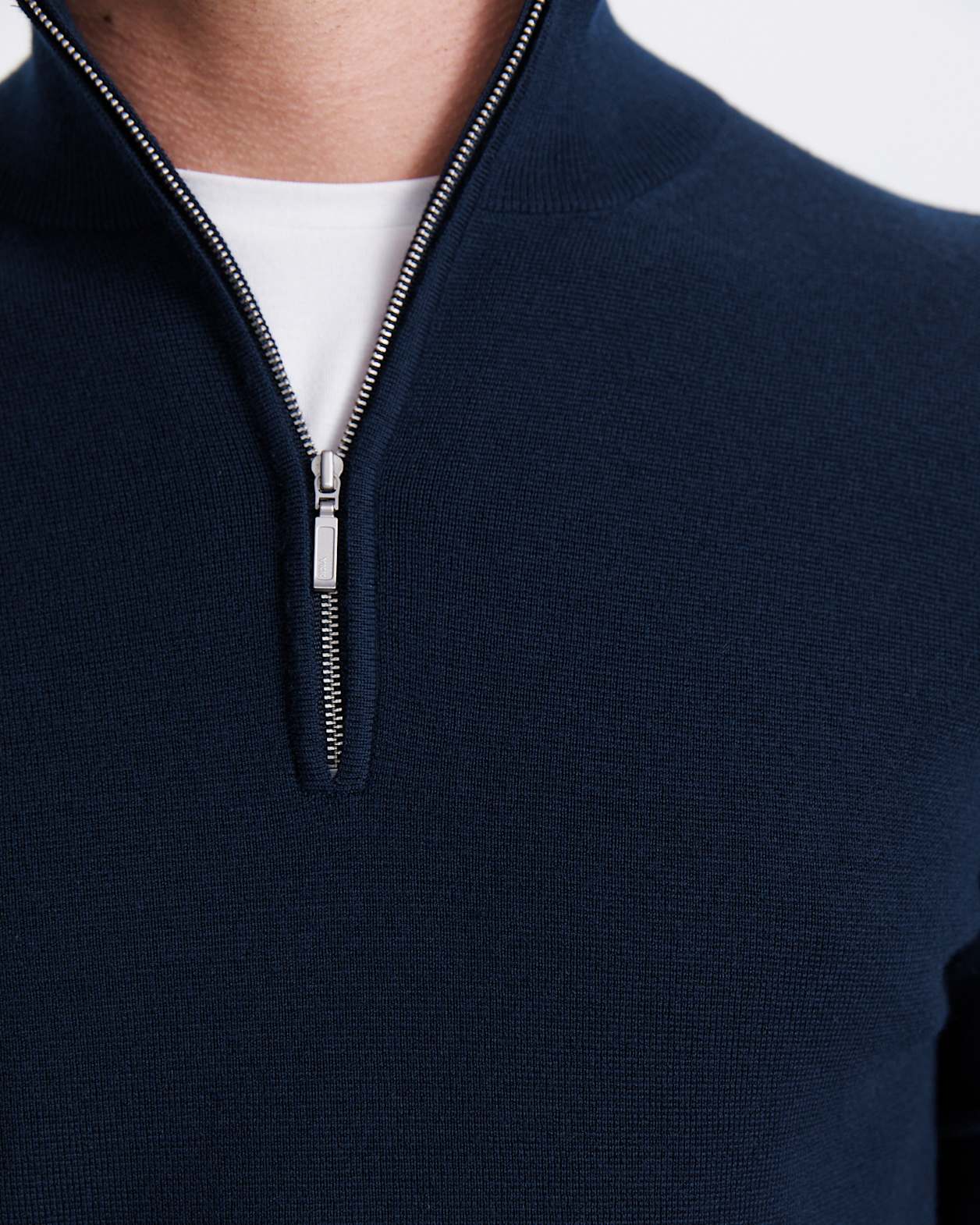 Franklin Quarter Zip Wool Knit Polo in NAVY