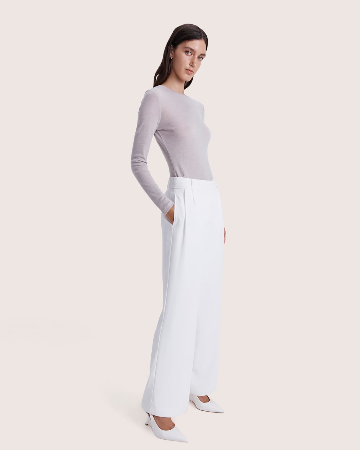 Dharma Tailored Wide Leg Pant in ALABASTER