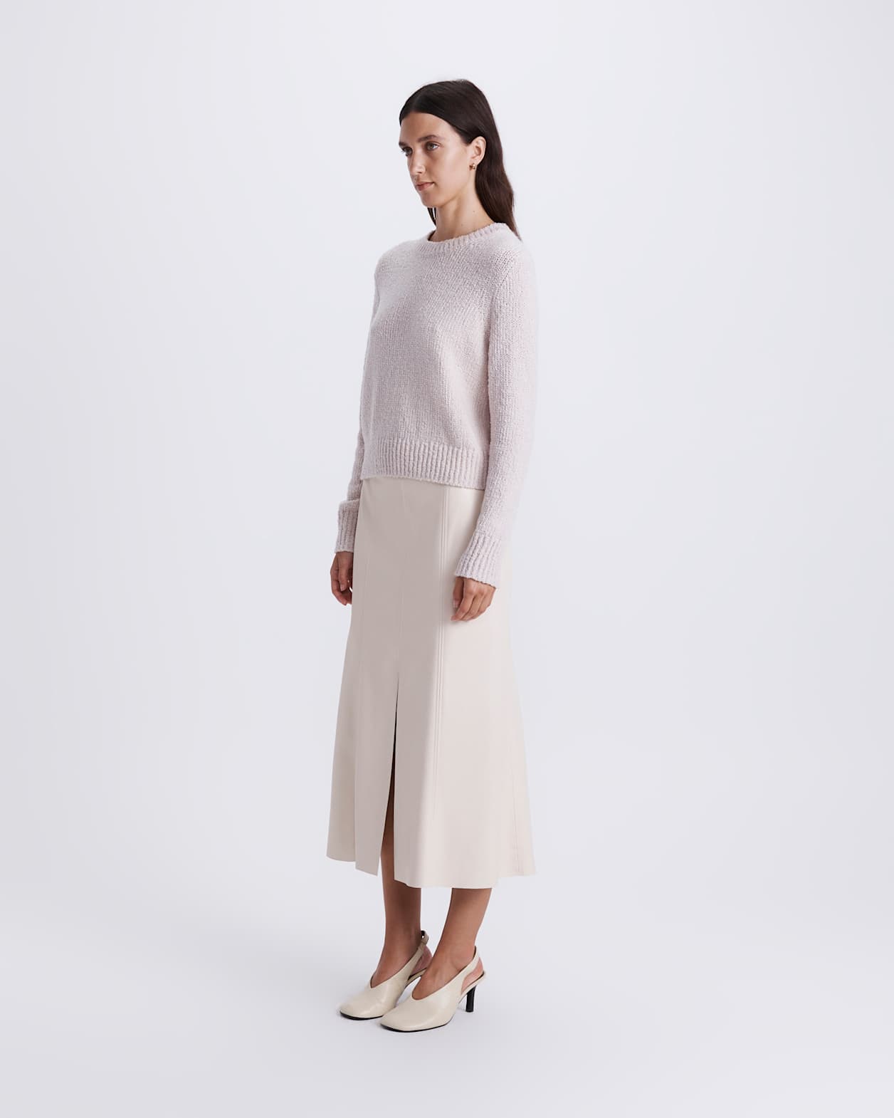 Textured Wool Pullover in SOFT STONE