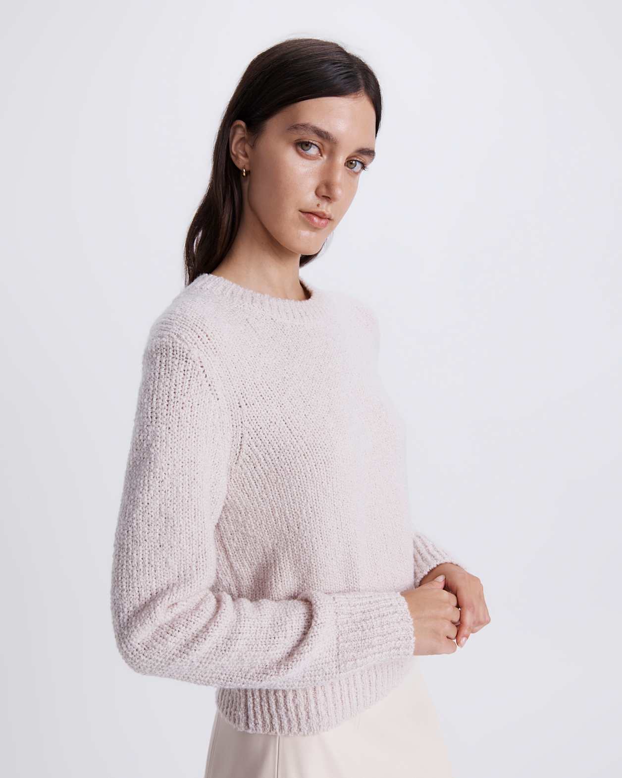 Textured Wool Pullover in SOFT STONE