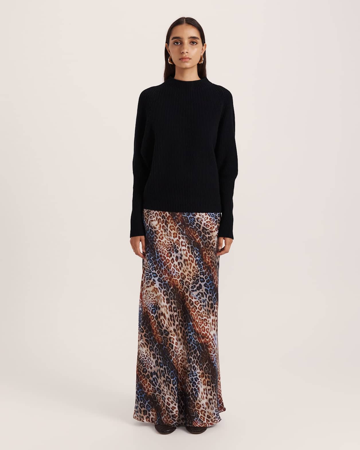 Nora Wool Batwing Sweater in BLACK