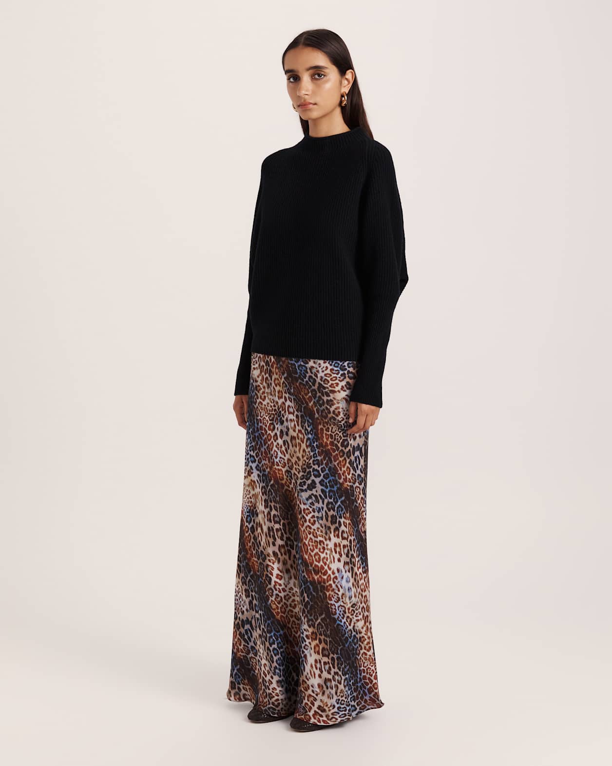 Nora Wool Batwing Sweater in BLACK