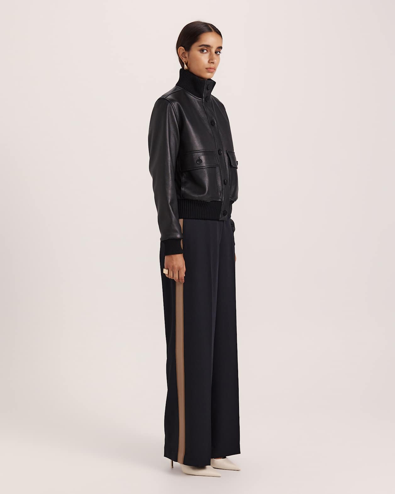 Elyse Leather Bomber in BLACK