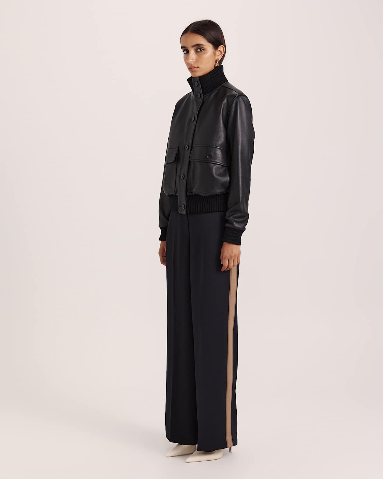 Elyse Leather Bomber in BLACK