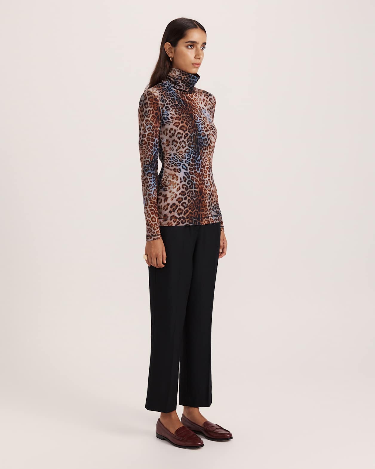 Malia Print Long Sleeve Rib Tee in MULTI